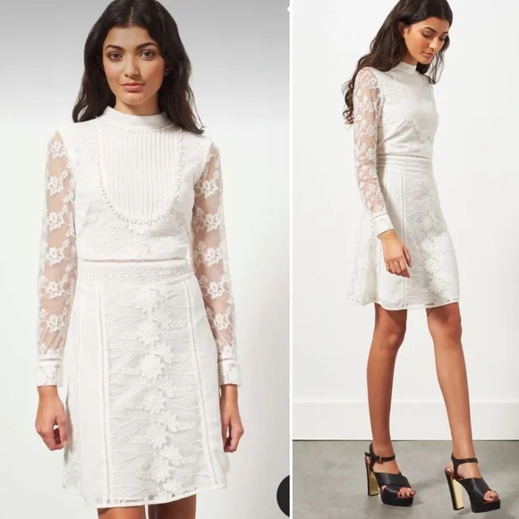 Miss Selfridge White Lace Pintuck Dress Miss Selfridge White Lace Pintuck Dress
